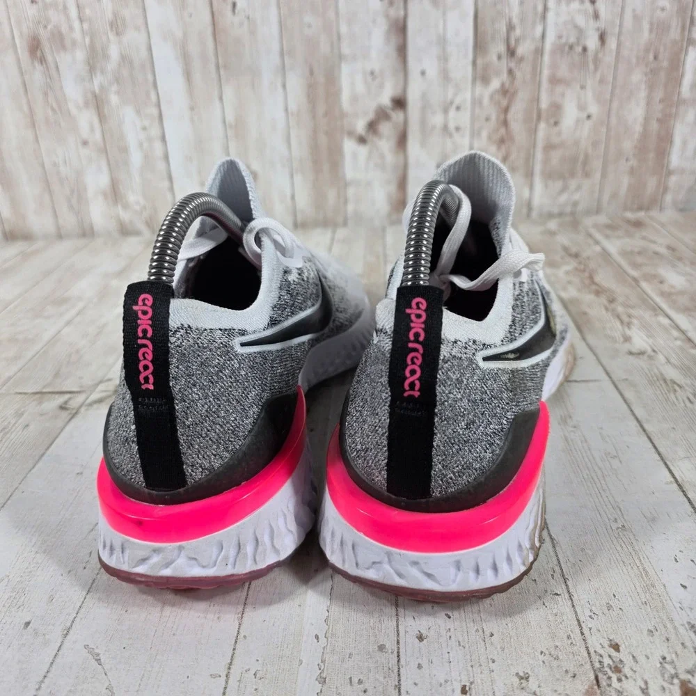 Nike Epic React Flyknit 2 Womens 9 Grey Pink Running Shoes BQ8927-103